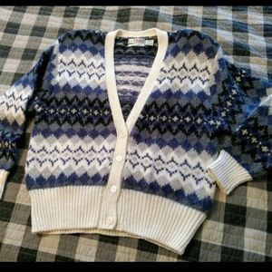 Vtg Y2K oversized cardigan ladies L Le Moda Mr Rogers wide stripe Grampacore